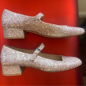 Madewell Glittery Rose Gold Mary Jane’s